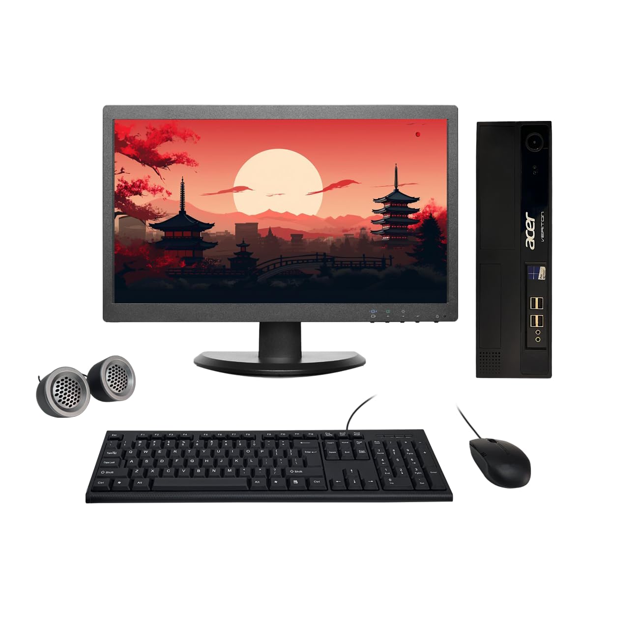 Acer Veriton All-in-One Desktop Computer Set | Intel i3-3rd Gen | 19" HD LED Monitor| Wired KB & Mouse| Speakers| WiFi| Windows 10 Pro | Refurbished