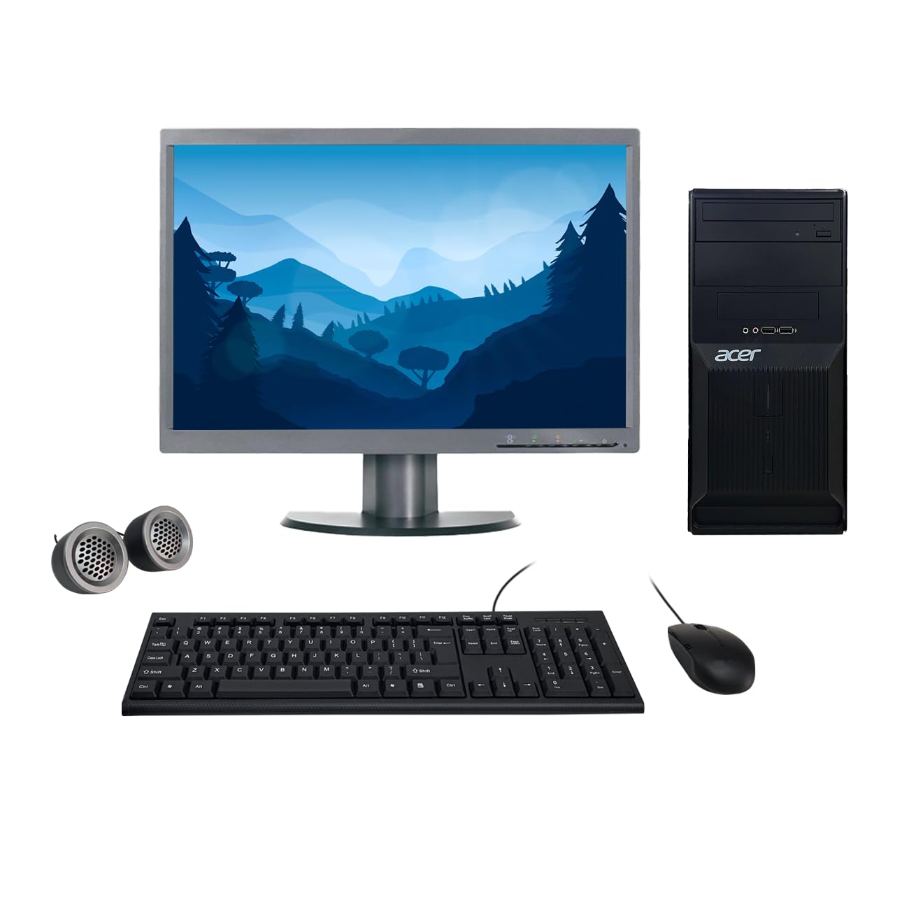 Acer Veriton All-in-One Desktop Computer Set | Intel i3-3rd Gen | 22" HD LED Monitor| Wired KB & Mouse | Speakers | WiFi | Windows 10 Pro | Refurbished