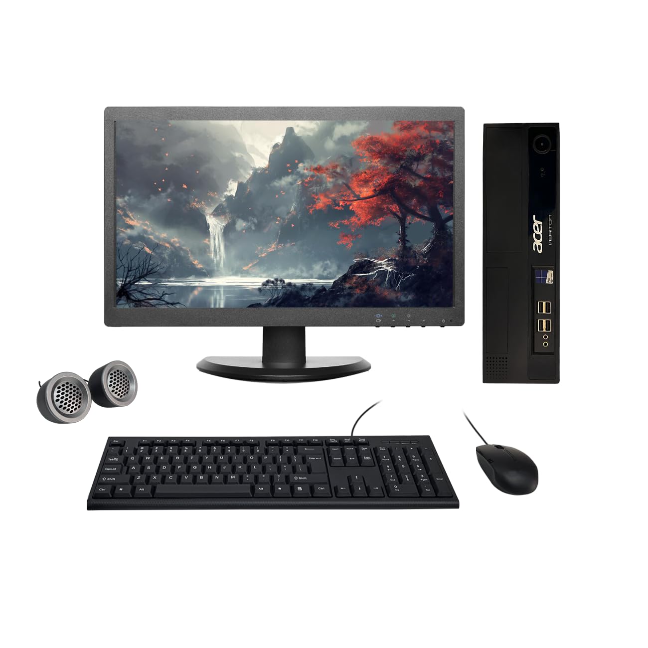 Acer Veriton All-in-One Desktop Computer Set | Intel i5-4th Gen | 19" HD LED Monitor| Wired KB & Mouse | Speakers | WiFi | Win 10 Pro | Refurbished