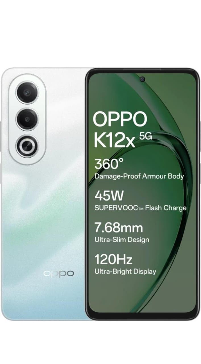 Oppo K12x 5G with 45W SUPERVOOC Charger in-The-Box (Breeze Blue, 128 GB) (6 GB RAM) Oppo K12x 5G with 45W SUPERVOOC Charger in-The-Box (Breeze Blue, 128 GB) (6 GB RAM)